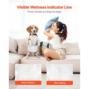 Pannolini Monouso per Cani Maschi con Indicatore di Umidità, Fascia Addominale Antiperdita a 360 Gradi, Super Assorbenti, con Stampa Doggi - Product Image 6