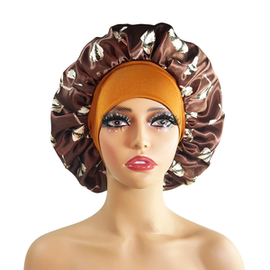 Bonnet de nuit en satin de soie grande taille, imprimé floral, avec bande élastique réglable, haute densité, unisexe, pour tresses et cheveux bouclés - Product Image 6