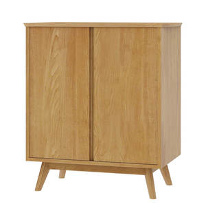 Modern Solid Oak Freestanding <b>Bar</b> Cabinet with 4-Compartment Wine Storage and Drawer Organizer for Home Lounge - Product Image 2