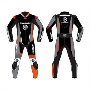 Traje de Motociclismo Rawasaki para Hombre, de Cuero Vacuno/Canguro, Mono de Carreras, con Protección OEM CE - Product Image 1