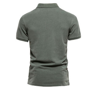 <b>Men's</b> Olive Green Short Sleeve 100% Cotton Pique Casual Button Down Collar Breathable <b>Winter</b> <b>Shirt</b> with Custom Logo - Product Image 1
