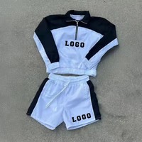 Ensemble de survêtement sportif décontracté pour homme, rouge et blanc, avec veste zippée en molleton et short respirant en polyester et coton tricoté