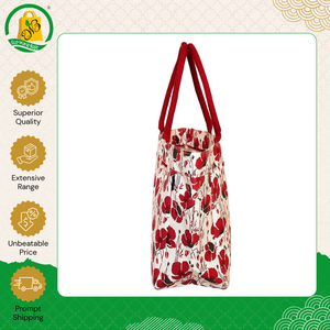 Bolso de mano elegante de algodón biodegradable y ecológico de alta calidad con cierre de cremallera, estampado completo, bolso de hombro informal. - Product Image 4