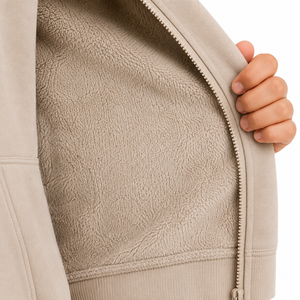 Ensemble de survêtement pour garçons avec sweat à capuche zippé et pantalon cargo beige uni, vêtements de sport décontractés pour enfants - Product Image 4