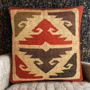 Ensemble de coussins carrés en coton de luxe, motif géométrique, multicolores, écologiques, décoration intérieure, fabrication indienne - Product Image 5