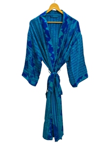 Robe kimono de luxe en soie patchwork, cache-maillot de bain, tenue de nuit, longue robe, kimono indien vintage fait main en soie de sari recyclée - Product Image 2