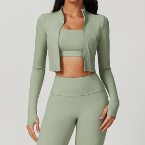 Women Sports <b>Bra</b> Leggings And Jacket Sets In <b>Low</b> MOQ High Quality Material Made Active Wear Women Yoga Set - Product Image 3