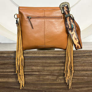 Nuevo Bolso Bandolera de Cuero Vacuno con Diseño Western, Flecos Largos y Piedra Turquesa, Estilo Boho Cowgirl para Mujer - Product Image 5