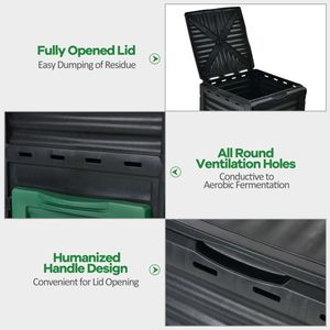 Composteur extérieur de 80 gallons avec grand couvercle ouvrable et porte de sortie inférieure pour une aération efficace du compost et une décomposition rapide - Product Image 3