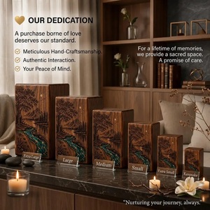 Personalized Walnut Pet-Friendly Cremation Urn American Mountain Lake <b>Memorial</b> <b>Box</b> Eagle River Resin Art Durable Eco-Friendly - Product Image 3