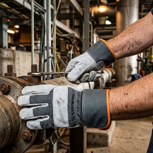 Gants de travail robustes en cuir de vachette pleine fleur, antidérapants, résistants à la chaleur, avec manchette de sécurité, pour jardinage et protection industrielle - Product Image 5