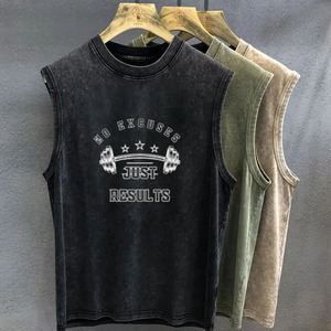 Camiseta Oversize para Hombre, Estilo Vintage Lavado, con Estampado Gráfico de Pato Musculoso, Camiseta sin Mangas, Chaleco, Ropa de Gimnasio para Mujer, Verano - Product Image 1