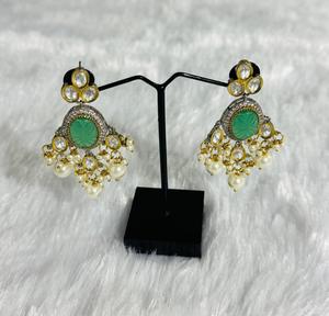 Elegant Green Kundan Polki Choker Necklace <b>Set</b> with Matching Earrings Gold Plated Traditional <b>Indian</b> Bridal Wedding <b>Jewelry</b> - Product Image 4