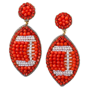 Nouvelles Boucles d'oreilles Huggie Classiques Rose Perlées en Forme de Ballon de Football pour Femme, Bijoux Artisanaux en Graines, Accessoire Tendance pour le Jour de Match, Origine Inde - Product Image 3