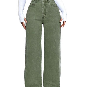 Jean en denim décontracté taille haute, pantalon cargo, style hip-hop hiver, délavé, vintage, streetwear, brodé - Product Image 1
