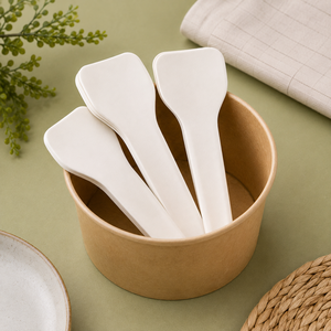 Ensemble de couverts jetables en papier blanc, couteau, fourchette, cuillère, 158 mm, écologiques, biodégradables, pour fêtes - Product Image 2