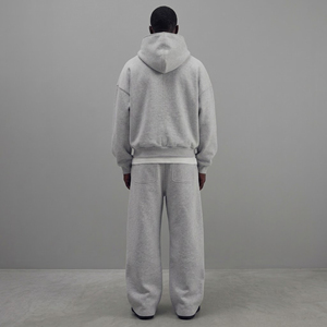 Ensemble de survêtement homme OEM/ODM 100% coton, sweat à capuche et pantalon large, couleur unie, vêtements d'hiver, style hip hop, coupe ample, ensemble deux pièces pour homme - Product Image 6