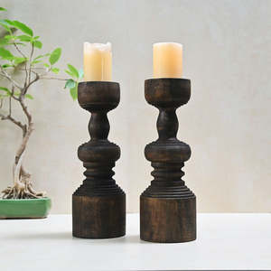 Indian crafted wooden handmade <b>tea</b> light candle holder new luxury design - set of two - Product Image 1