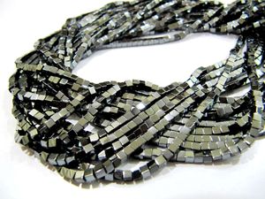 EMINENT JEWEL N ARTS Cuentas de Hematita Natural Negra en Forma de Cubo de 2mm, 15-16 Pulgadas, para la Fabricación de Joyas, Se Venden por Hilo, de Rajasthan - Product Image 3