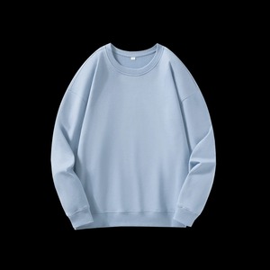 Autumn Men's 100% Cotton Crew Neck Sweatshirts 350gsm Oversized Loose Fit Terry Tops Solid Knitted Plus Customized Casual Style - Product Image 2
