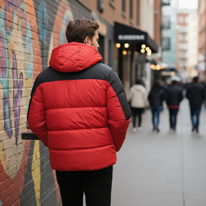 High Street Style Relaxed Fit <b>Canvas</b> Cotton Padded <b>Men's</b> Bomber <b>Jacket</b> Winter Windproof Waterproof Breathable Front Lightweight - Product Image 4