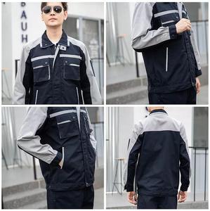 Combinaison de travail unisexe JNA Group bleu-gris à manches longues, veste et pantalon, uniforme industriel respirant en polyester certifié CE/EU, résistant aux perforations - Product Image 4
