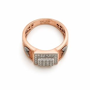 14K Gold Square Cluster Diamond <b>Ring</b> for <b>Men</b> Eagle Motif Textured Side Hip Hop Statement Design Polished Finish Wedding Party - Product Image 4