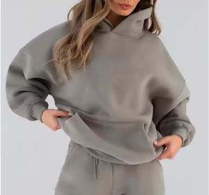 OEM Custom Fitted Sets Womens Long Sleeve Pants Set Wholesale Sets Premium Fleece For US Streetwear Buyers - Product Image 4