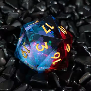 Handmade Luxury Oversized Resin Liquid Core DND Dice with Purple/<b>Blue</b> <b>Glitter</b> Sharp Edge for RPG Board Games - Product Image 2