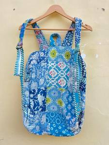 Mochila Acolchada a Rayas para Niñas, Hecha a Mano, de Algodón, para la Escuela, Ligera, para Viajes, con Múltiples Bolsillos, Estilo Boho, 20 Pulgadas - Product Image 2