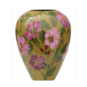 Maceta Metálica Decorativa Grande con Diseño Floral Rosa Pintado a Mano, Florero para Decoración Moderna de Sala de Estar, Contenedor para Plantas de Interior - Product Image 6
