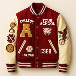 Veste universitaire personnalisée pour homme en cuir PU, style baseball, avec patchs brodés, design preppy, col rabattable, style universitaire - Product Image 5