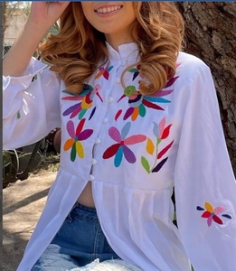 Hand Embroidered <b>Lace</b> Short Colorful Cotton Vintage Floral Pattern Breathable Eco-Friendly Tank <b>Top</b> From Rajasthan - Product Image 1