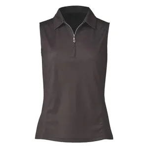 Women's Zip Front Polo Tank <b>Top</b> Sleeveless Crop Athletic Golf Shirt - Product Image 2