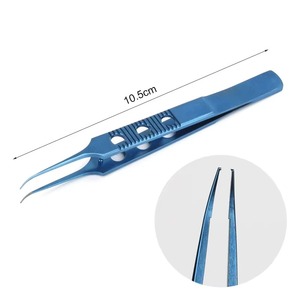Pinzas Oftálmicas FLAVIO MEDICOS, Micro Pinzas Quirúrgicas Manuales de Acero Inoxidable, Instrumento Oftalmológico con Punta Curva Fina - Product Image 3