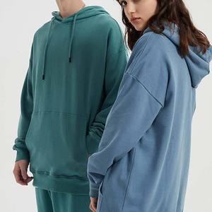 Sweat-shirt à capuche surdimensionné pour femme, couleur unie, tricoté, manches longues, respirant, pour l'automne, options bleu et vert - Product Image 2