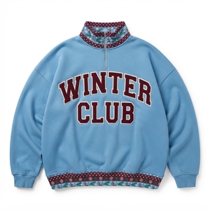 Sweat-shirt à col zippé Holiday Spirit pour femme, couleur bordeaux, tricoté, manches longues, décontracté, hiver, avec motif flocon de neige sur les manches - Product Image 3