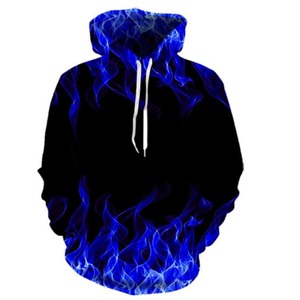 Sweat-shirt à capuche pour homme, imprimé flamme, coupe classique, tricoté en polyester, style automne - Product Image 6