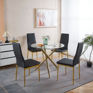 Ensemble de 4 chaises de salle à manger avec pieds dorés et assise noire - Product Image 3