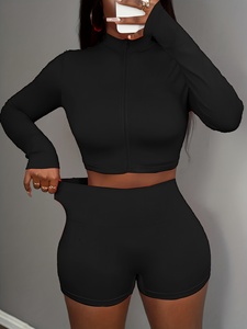 Ensemble de sport trois pièces sans couture Atlaset pour femme : Leggings taille haute, soutien-gorge de sport, veste d'entraînement – Marque privée OEM ODM - Product Image 2