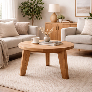 โต๊ะกาแฟไม้สักคุณภาพสูง สไตล์สแกนดิเนเวียน ทันสมัย เป็นมิตรกับสิ่งแวดล้อม ทนทาน ขาสามเหลี่ยม ผิวไม้ธรรมชาติ เหมาะสำหรับร้านกาแฟ - Product Image 3