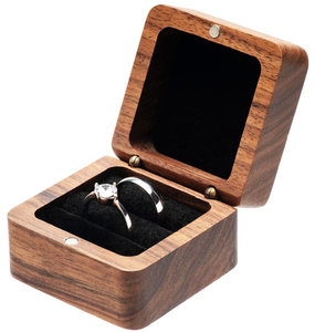 Anniversary Gift Engagement <b>Wedding</b> Ceremony Eco-Friendly Polished Double Square Wooden Ring Box - Product Image 2