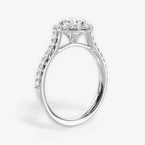Anillo de Compromiso con Halo de Diamantes Cultivados en Laboratorio, Corte Redondo, 1.35CTW, Oro Blanco de 14K, Joyería Nupcial con Pavé - Product Image 2