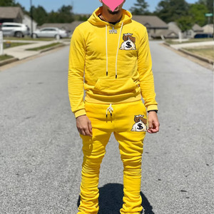 Ensemble de survêtement décontracté d'hiver OEM, style streetwear, en coton éponge personnalisé, coupe oversize, avec fermeture éclair, pantalon de survêtement et sweat à capuche pour homme, délavé à l'acide, écologique - Product Image 5