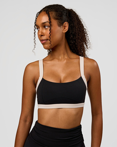 Women's Black Sports <b>Bra</b> With White Trim High Waist Flared Leggings Set Yoga Fitness Workout Outfit - Product Image 1
