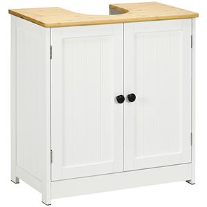 Mobile lavabo da bagno bianco a 2 porte 23.5X11.75X24 salvaspazio mobili - Product Image 1