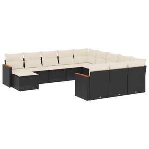 Conjunto de Sofás Grandes para Jardín en Ratán PE Negro con Acero con Recubrimiento en Polvo, Muebles de Exterior Premium - Product Image 2