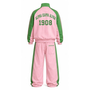 Ensemble de survêtement rose et vert Alpha Kapa Alpha pour femme – Hoodie et pantalon de jogging à manches longues, tenue décontractée assortie avec motif lettres - Product Image 6