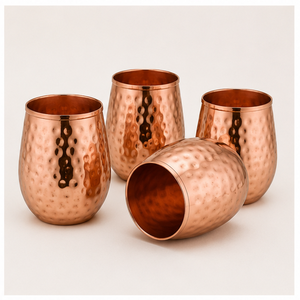 Great Quality <b>Copper</b> Hammered Tumbler Set for Water Handcrafted Solid <b>Copper</b> <b>Cup</b> Set for Wellness & Yoga In Low Price - Product Image 6