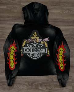 Sweat à capuche zippé surdimensionné en molleton bouclette 500 GSM personnalisé, délavé à l'acide, effet vieilli, brodé, style streetwear - Product Image 5